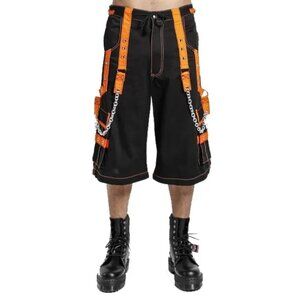 Men Extreme Bondage Skater Black/Orange Gothic Punk Rocker Cyber Goth Steam punk